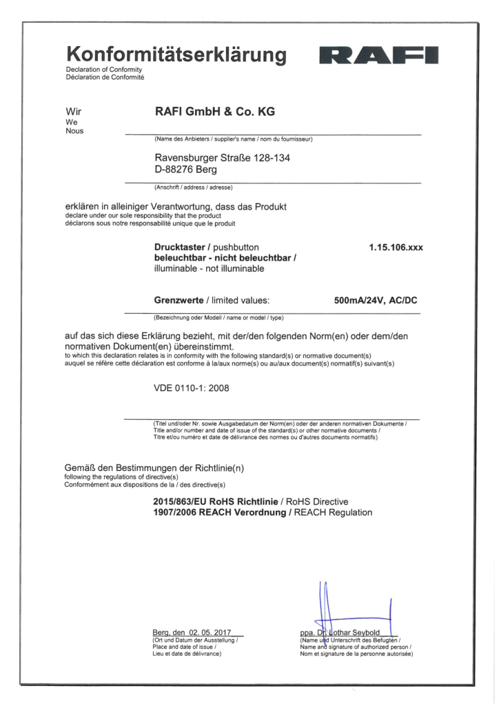 Siemens Taster ein Schließer 10 AX 250V 1 Stück - SIEMENS